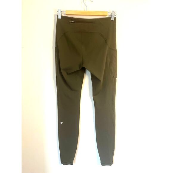 Lululemon Women's Speed Up Tight Leggings Dark Olive Side Pockets 28in sz. 6 - Picture 2 of 6
